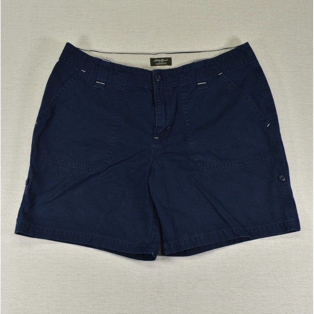 Eddie Bauer Shorts Womens 8 Navy Blue Utility Hiking Cotton Casual Pockets 6"